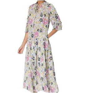 Rebecca Taylor Passion Flower Puff Sleeve Dress Women’s Large Orchid Cottagecore